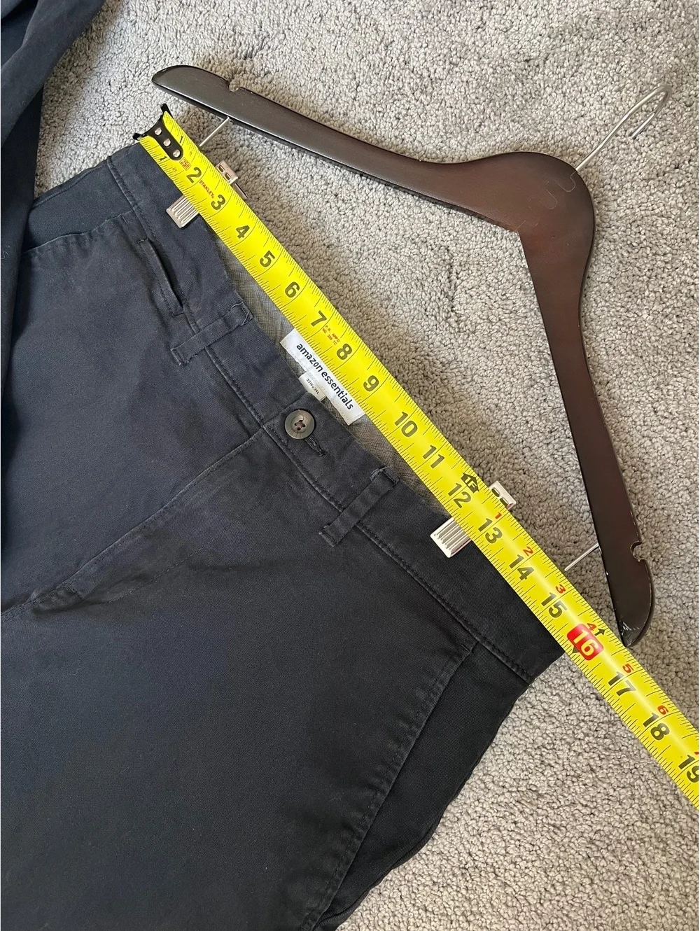 Amazon Essentials Men’s Chino Pant 33x34 Black Straight Flat Front Casual Cotton